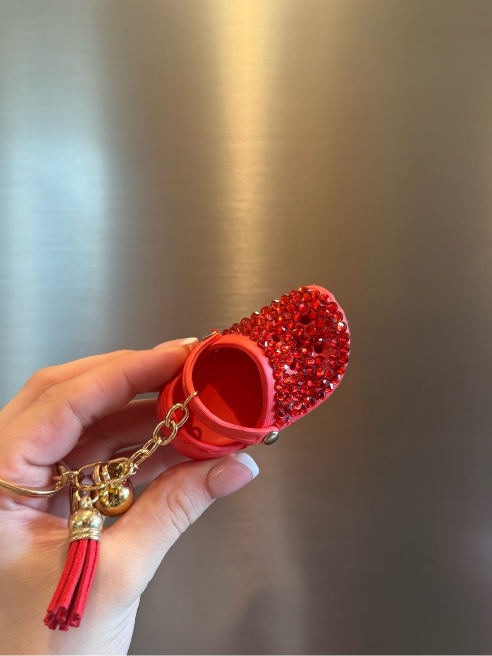 Red Rhinestone Croc Keychain - Picture 3 of 9